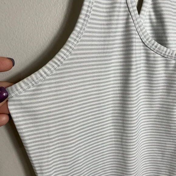 Athleta Gray White Stripe Racer Back Activewear Tank Top Size Small - Picture 4 of 8